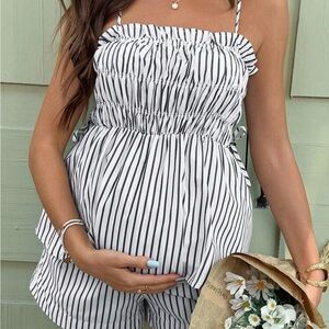 Striped Maternity Short & Tank Set